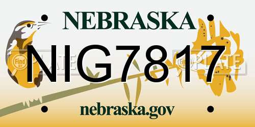 NIG7817 Nebraska License Plate