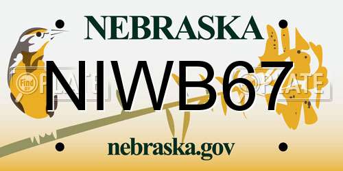 NIWB67 Nebraska License Plate
