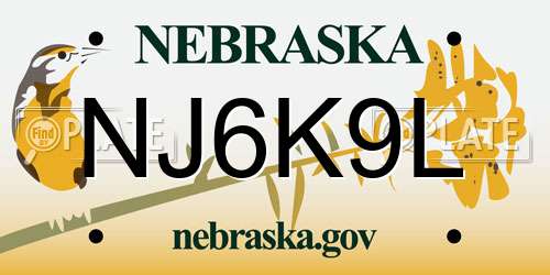 NJ6K9L Nebraska License Plate