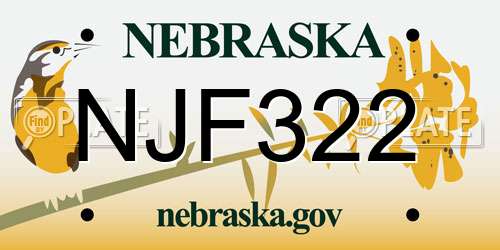 NJF322 Nebraska License Plate