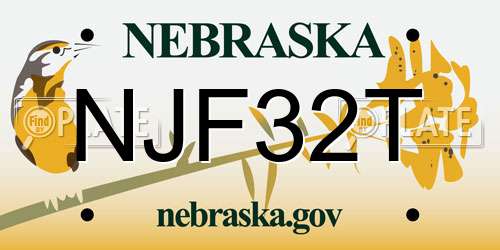 NJF32T Nebraska License Plate