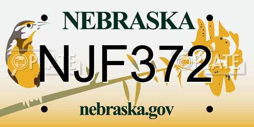 NJF372 Nebraska License Plate