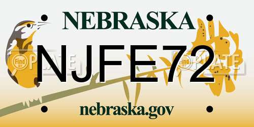 NJFE72 Nebraska License Plate