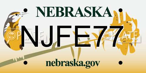 NJFE77 Nebraska License Plate