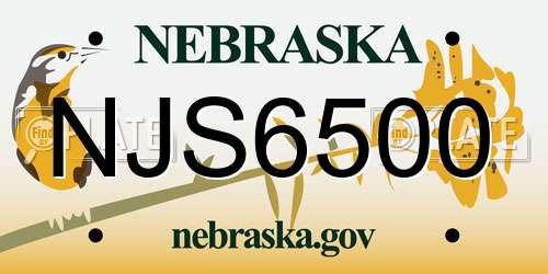 NJS6500 Nebraska License Plate