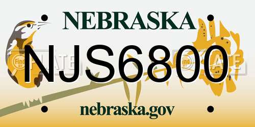 NJS6800 Nebraska License Plate
