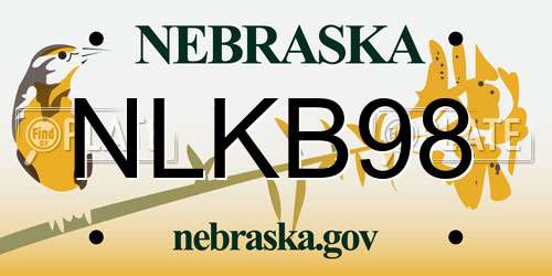 NLKB98 Nebraska License Plate