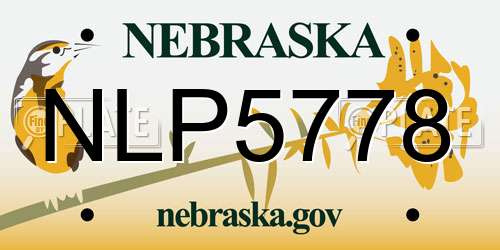 NLP5778 Nebraska License Plate