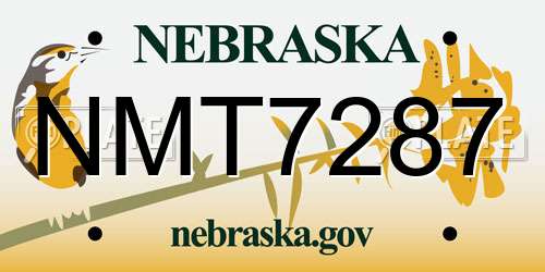 NMT7287 Nebraska License Plate