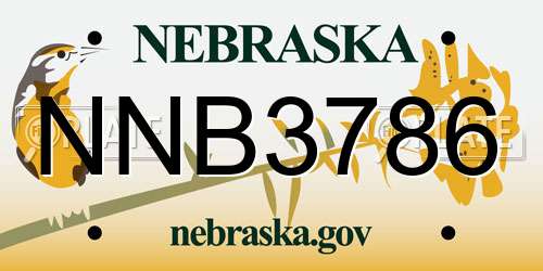 NNB3786 Nebraska License Plate