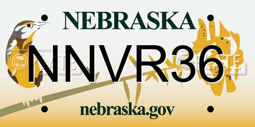 NNVR36 Nebraska License Plate