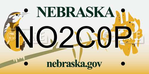 NO2C0P Nebraska License Plate