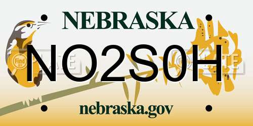 NO2S0H Nebraska License Plate
