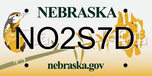 NO2S7D Nebraska License Plate