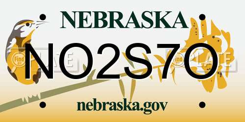 NO2S7O Nebraska License Plate