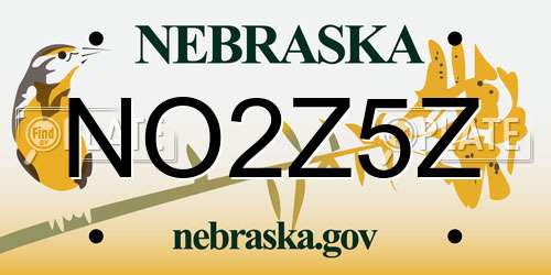 NO2Z5Z Nebraska License Plate