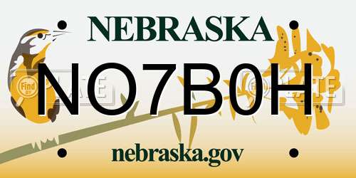NO7B0H Nebraska License Plate