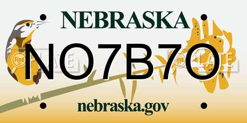 NO7B7O Nebraska License Plate
