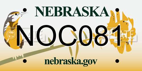 NOC081 Nebraska License Plate