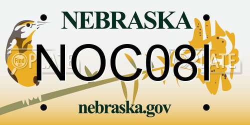 NOC08I Nebraska License Plate