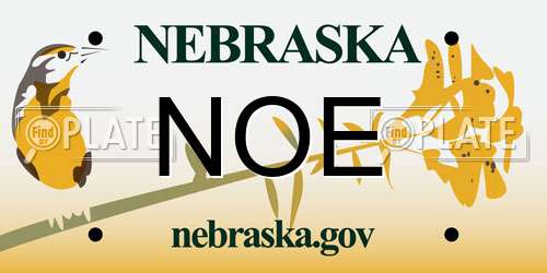 NOE Nebraska License Plate