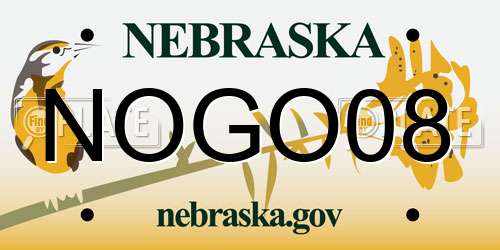 NOGO08 Nebraska License Plate