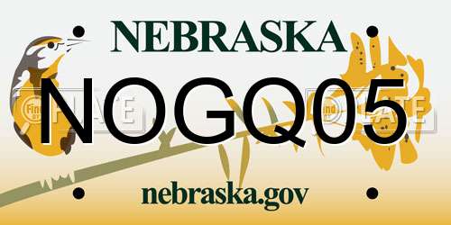 NOGQ05 Nebraska License Plate