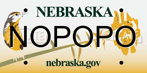 NOPOPO Nebraska License Plate