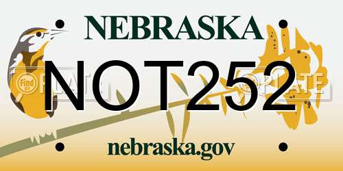 NOT252 Nebraska License Plate