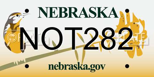 NOT282 Nebraska License Plate