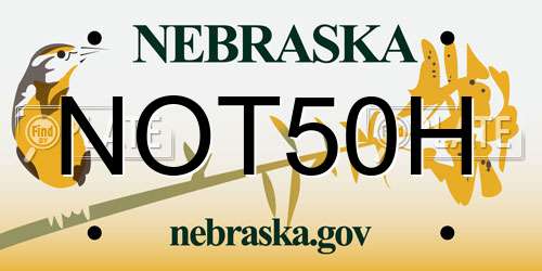 NOT50H Nebraska License Plate