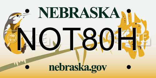NOT80H Nebraska License Plate