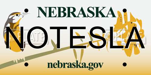 NOTESLA Nebraska License Plate