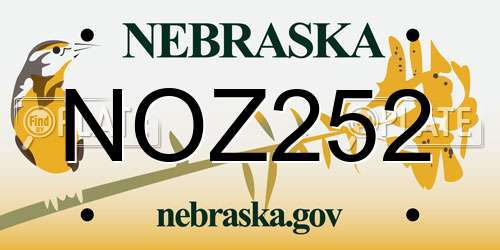 NOZ252 Nebraska License Plate