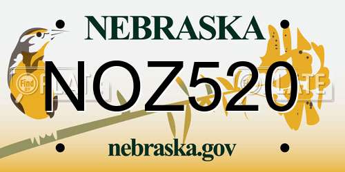 NOZ520 Nebraska License Plate