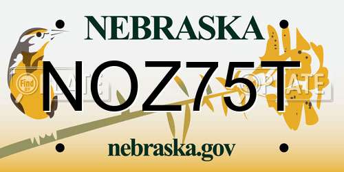 NOZ75T Nebraska License Plate
