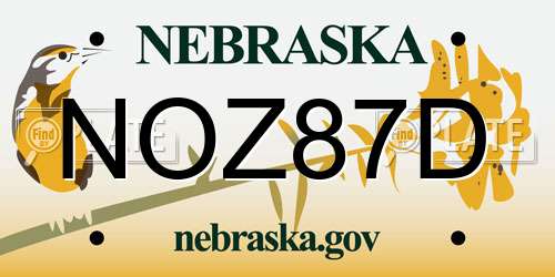 NOZ87D Nebraska License Plate