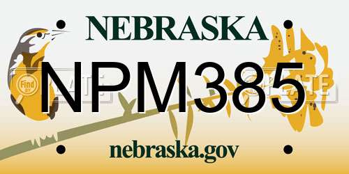 NPM385 Nebraska License Plate