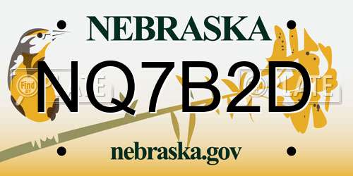 NQ7B2D Nebraska License Plate