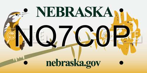 NQ7C0P Nebraska License Plate