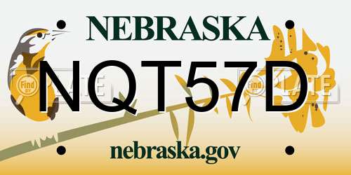 NQT57D Nebraska License Plate