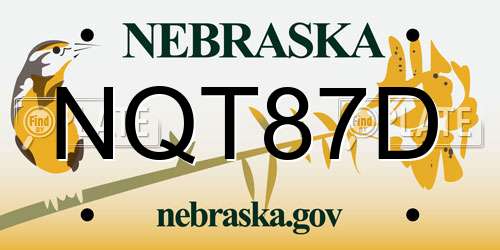 NQT87D Nebraska License Plate