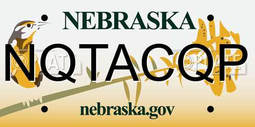 NQTACQP Nebraska License Plate
