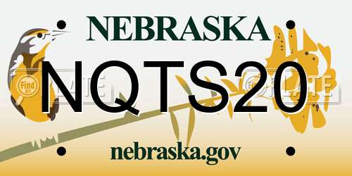 NQTS20 Nebraska License Plate
