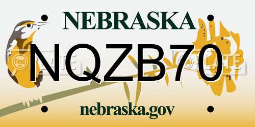 NQZB70 Nebraska License Plate