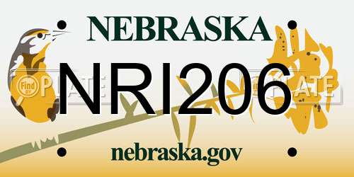 NRI206 Nebraska License Plate
