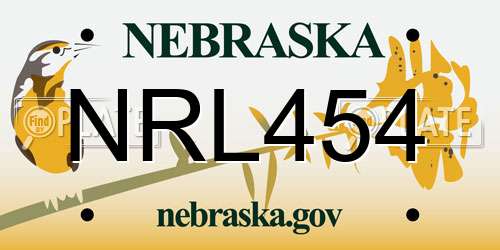 NRL454 Nebraska License Plate