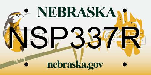 NSP337R Nebraska License Plate