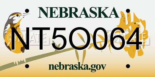 NT5O064 Nebraska License Plate