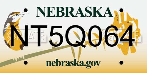 NT5Q064 Nebraska License Plate